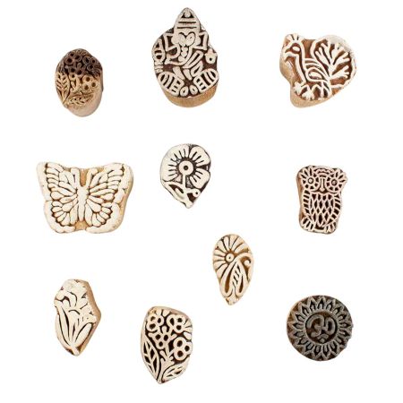 Set of 10 Piece New Mix Wooden Printing Block